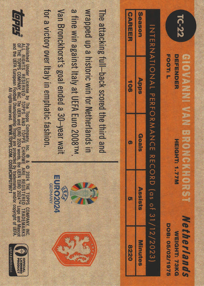 2024 Topps Chrome Euro 2024 1960 Giovanni van Bronckhorst #TC-22 Netherlands