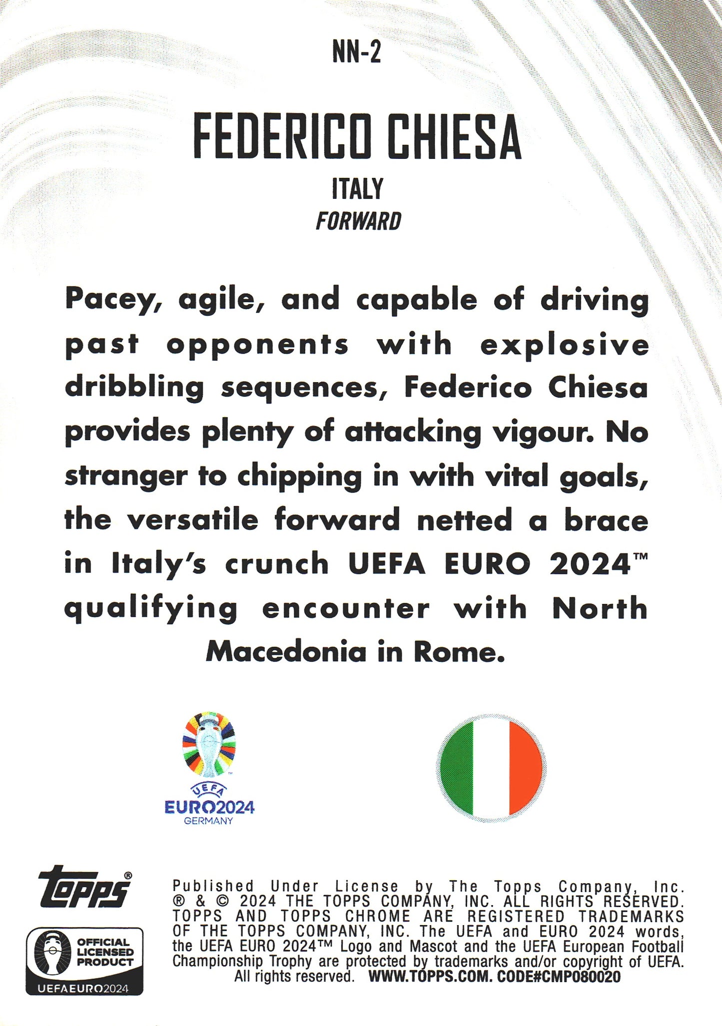 2024 Topps Chrome Euro 2024 Neon Nations Federico Chiesa #NN-2 Italy