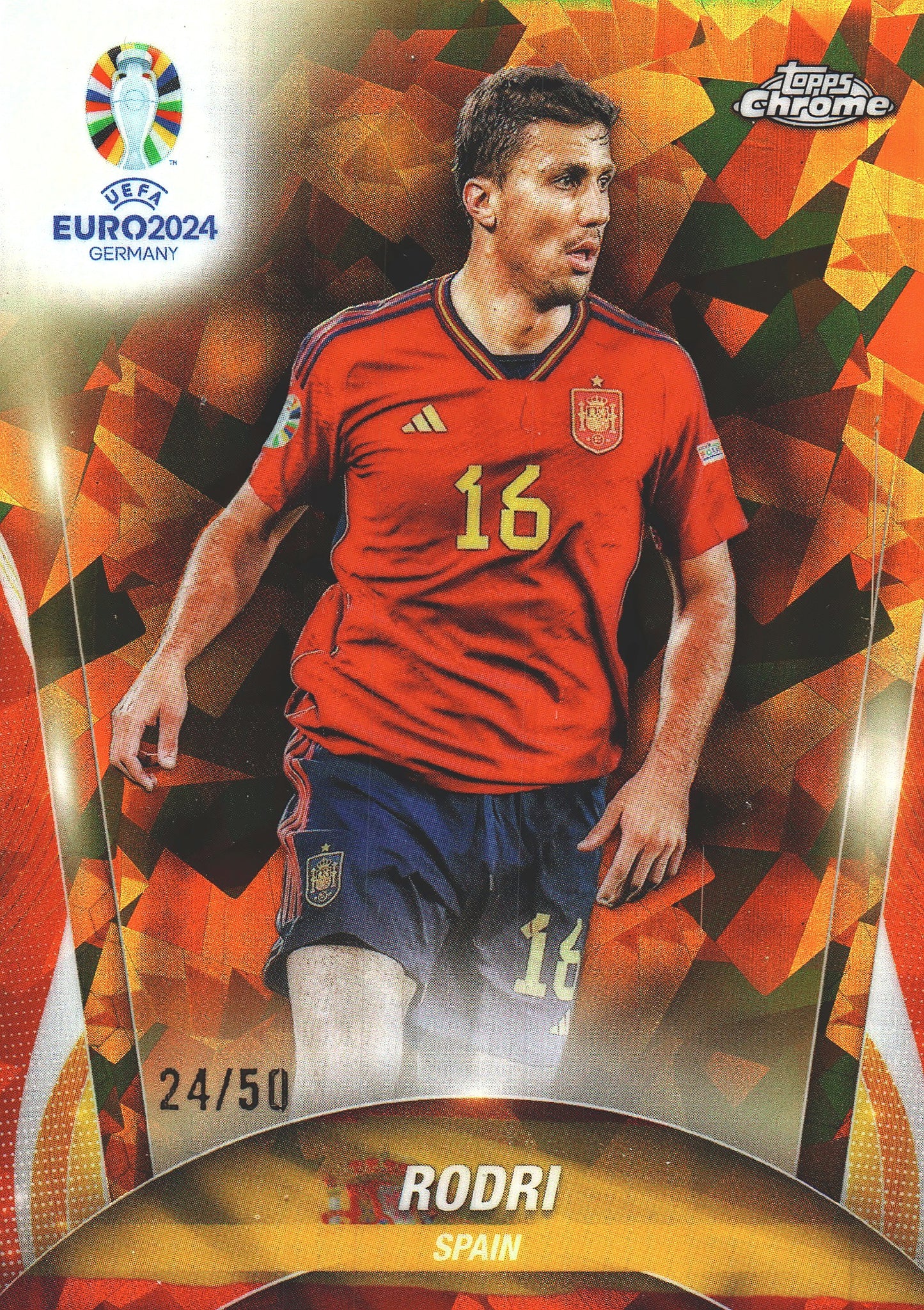 2024 Topps Chrome Sapphire Euro 2024 Sapphire Gold /50 Rodri #29 Spain