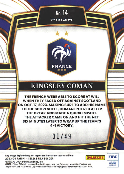 2023 Panini Select FIFA Tie Dye /49 Kingsley Coman #14 France