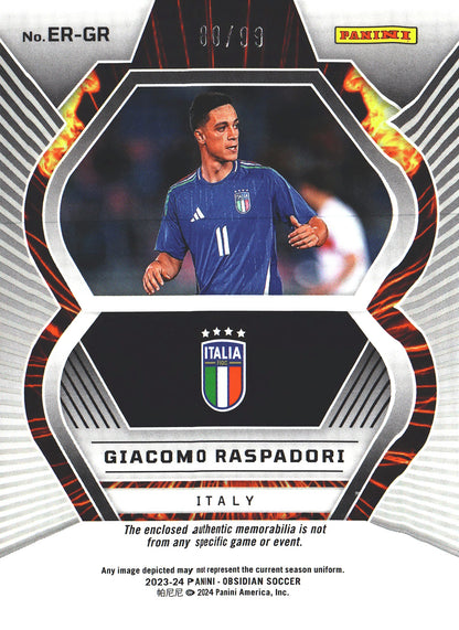 2023 Panini Obsidian Eruption Patch /99 Giacomo Raspadori #ER-GR Italy
