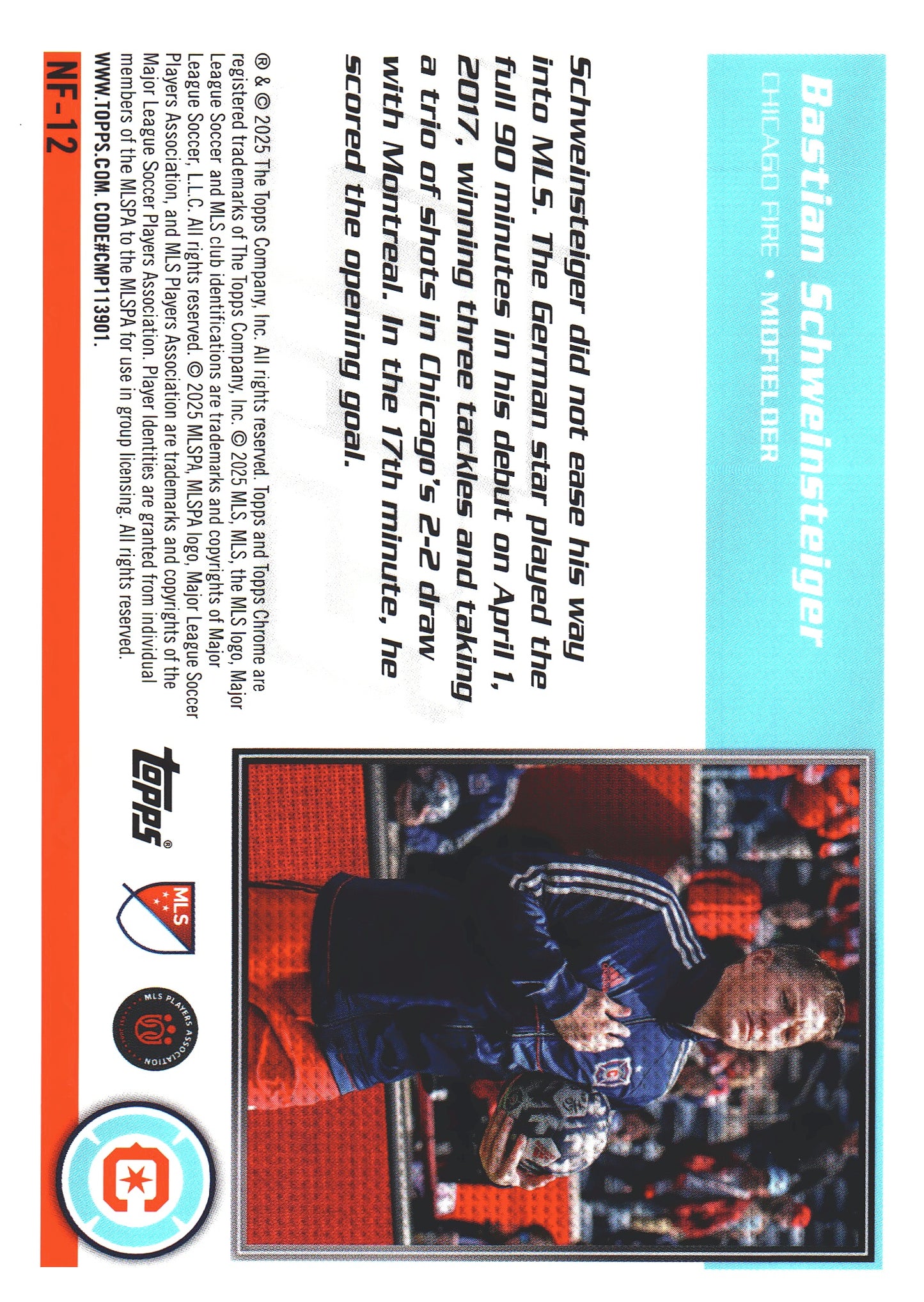 2025 Topps Chrome MLS 1995 Bastian Schweinsteiger #NF-12 Chicago Fire