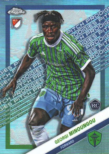 2025 Topps Chrome MLS Pitch Prodigies Refractor Georgi Minoungou RC #180 Seattle Sounders