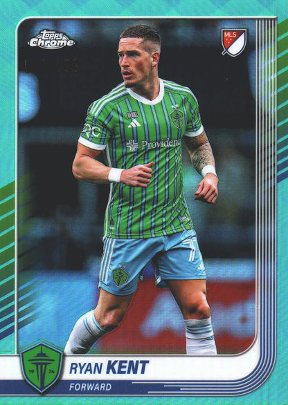 2025 Topps Chrome MLS Aqua /199 Ryan Kent #22 Seattle Sounders