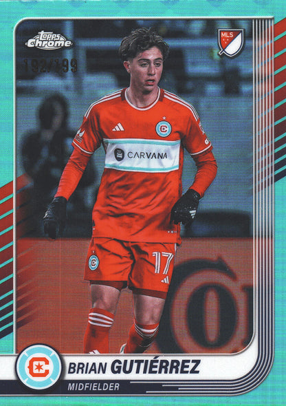 2025 Topps Chrome MLS Aqua /199 Brian Gutierrez #89 Chicago Fire
