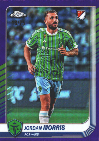 2025 Topps Chrome MLS Purple /75 Jordan Morris #125 Seattle Sounders