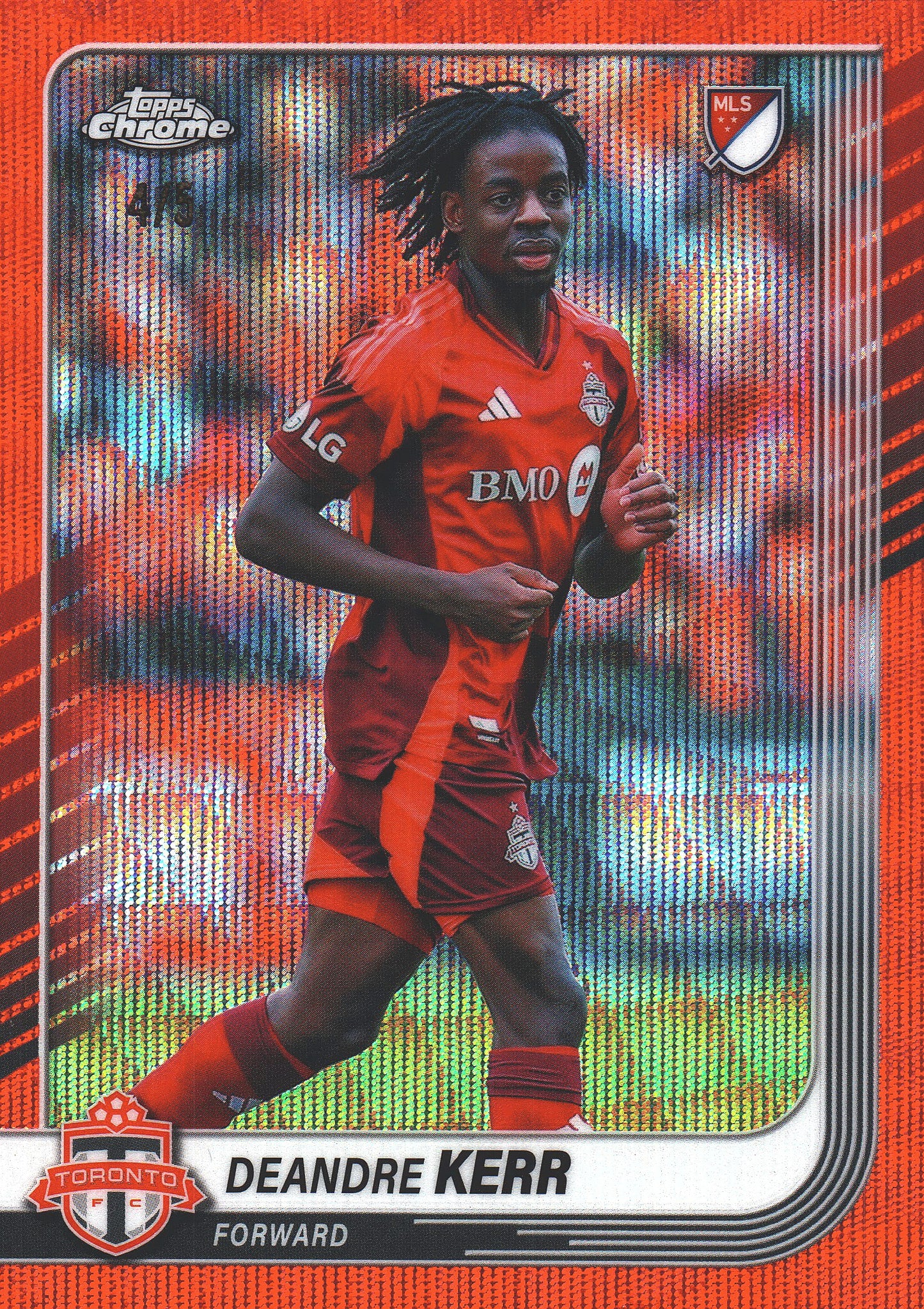 2025 Topps Chrome MLS Red Wave /5 Deandre Kerr #143 Toronto FC