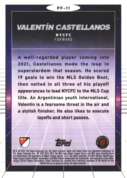 2022 Topps Finest MLS Prized Footballers Valentin Castellanos #PF-11 New York City FC