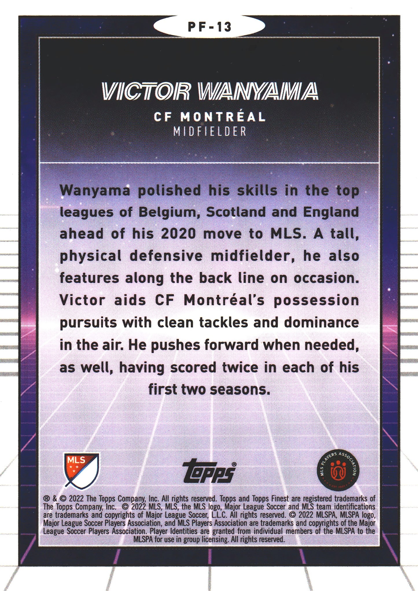 2022 Topps Finest MLS Prized Footballers Victor Wanyama #PF-13 CF Montreal