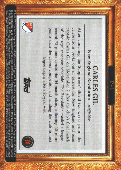 2022 Topps Finest MLS PITCHuresque Carles Gil #P-1 New England Revolution
