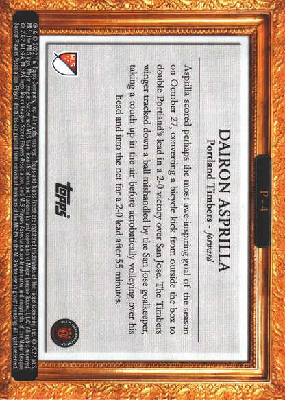 2022 Topps Finest MLS PITCHuresque Dairon Asprilla #P-4 Portland Timbers