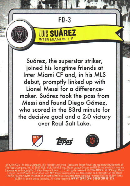 2024 Topps Finest MLS Finest Debut Luis Suarez #FD-3 Inter Miami CF