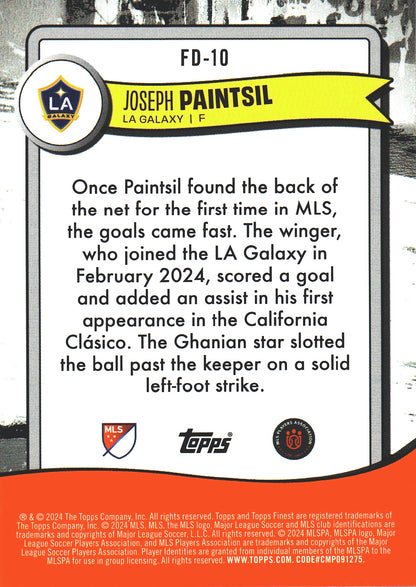 2024 Topps Finest MLS Finest Debut Joseph Paintsil #FD-10 Los Angeles Galaxy