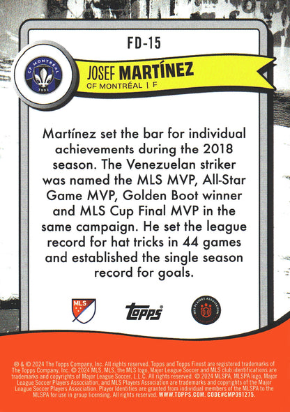 2024 Topps Finest MLS Finest Debut Josef Martinez #FD-15 CF Montreal