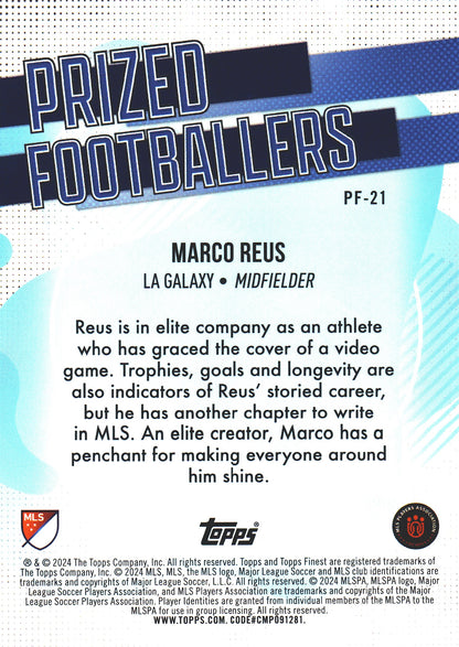 2024 Topps Finest MLS Prized Footballers Marco Reus #PF-21 Los Angeles Galaxy