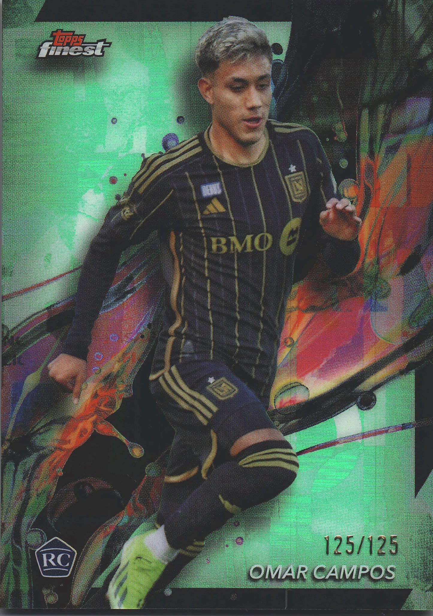 2024 Topps Finest MLS Neon Green /125 Omar Campos RC #51 LAFC