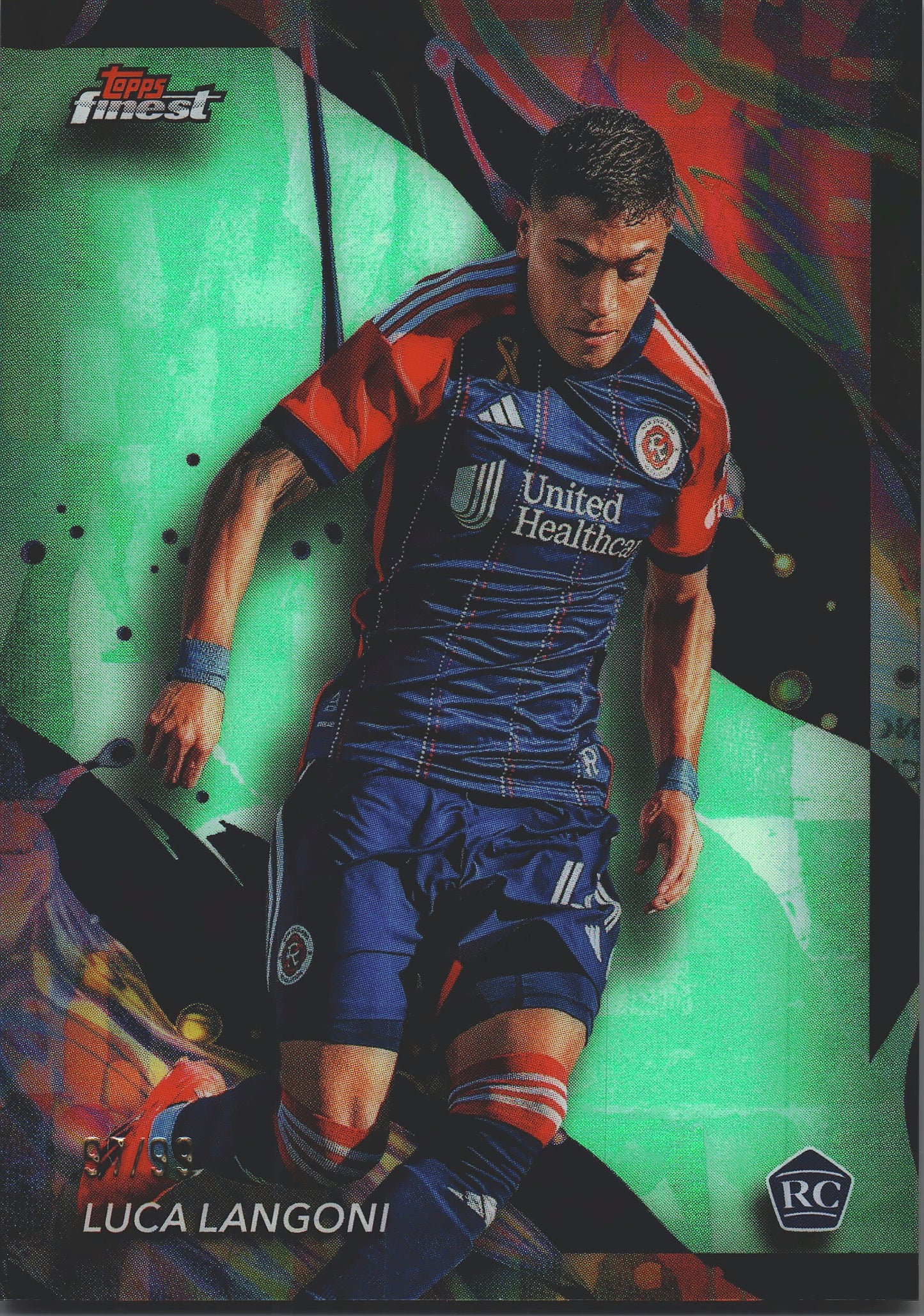 2024 Topps Finest MLS Neon Green /99 Luca Langoni RC #104 New England Revolution