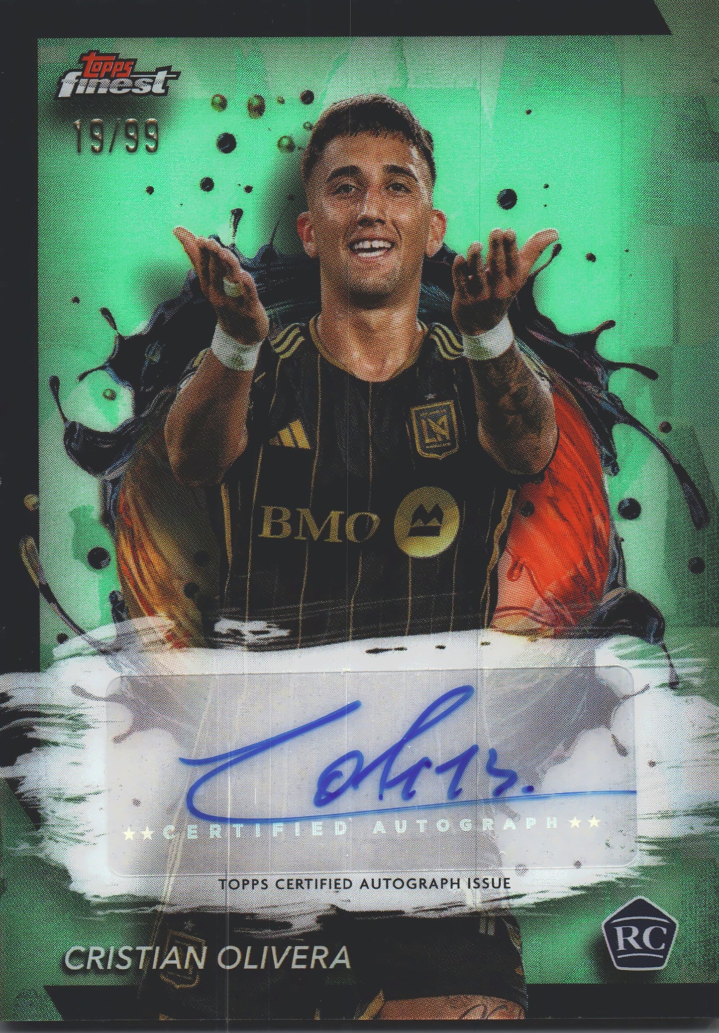 2024 Topps Finest MLS Neon Green Auto /99 Cristian Olivera RC #BA-CO LAFC