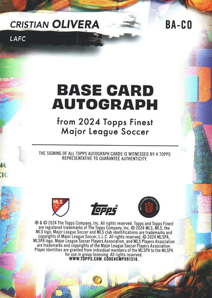 2024 Topps Finest MLS Neon Green Auto /99 Cristian Olivera RC #BA-CO LAFC