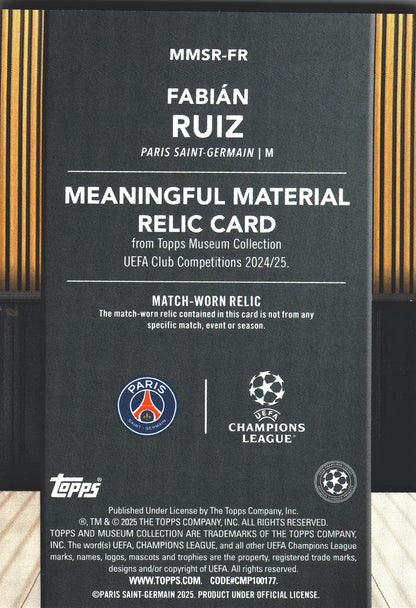 2024 Topps Museum UCC Fabian Ruiz Patch /99 #MMSR-FR Paris SG