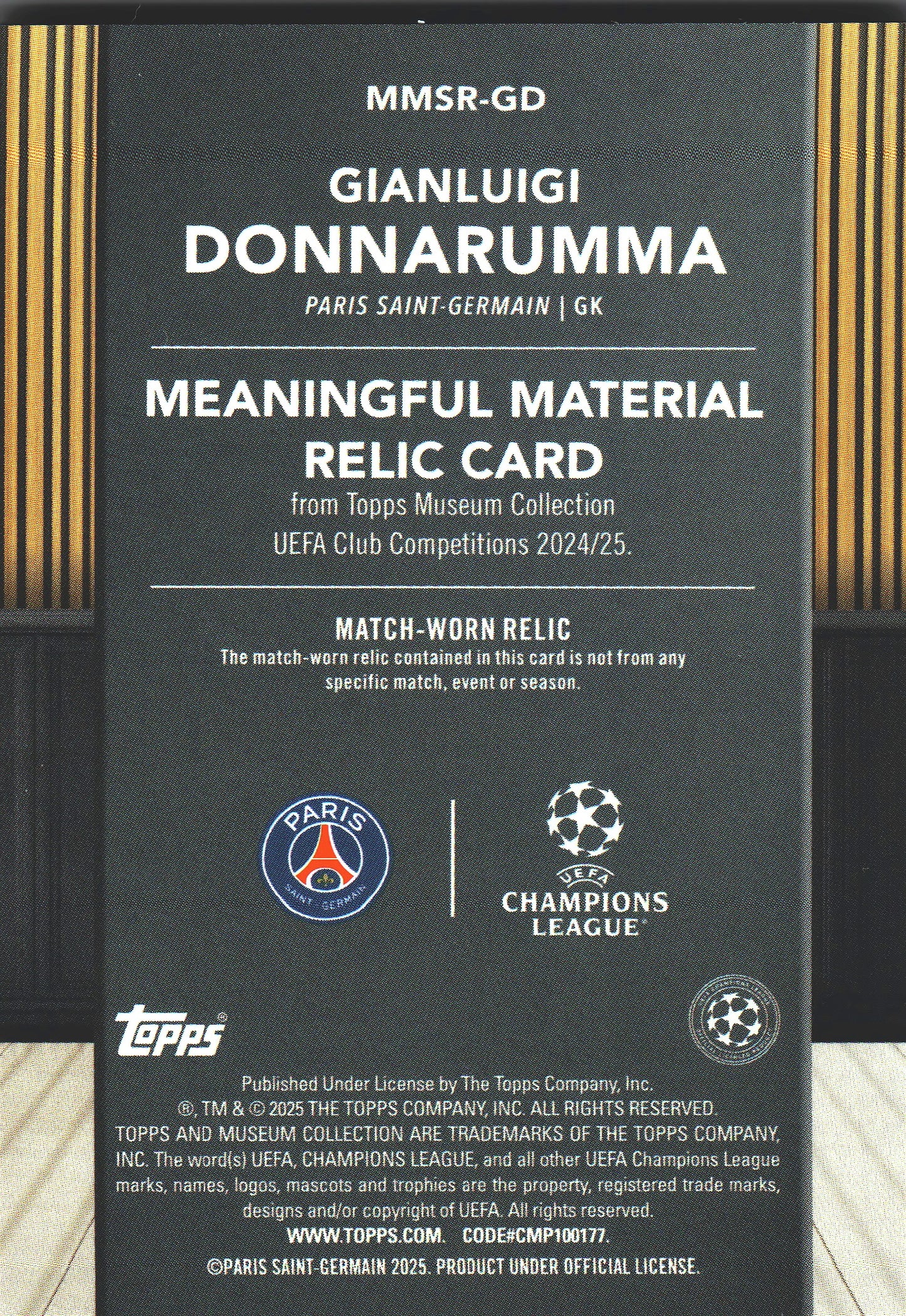 2024 Topps Museum UCC Gianluigi Donnarumma Patch /399 #MMSR-GD Paris SG