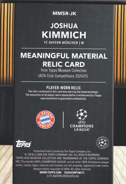 2024 Topps Museum UCC Joshua Kimmich Patch /75 #MMSR-JK Bayern Munich