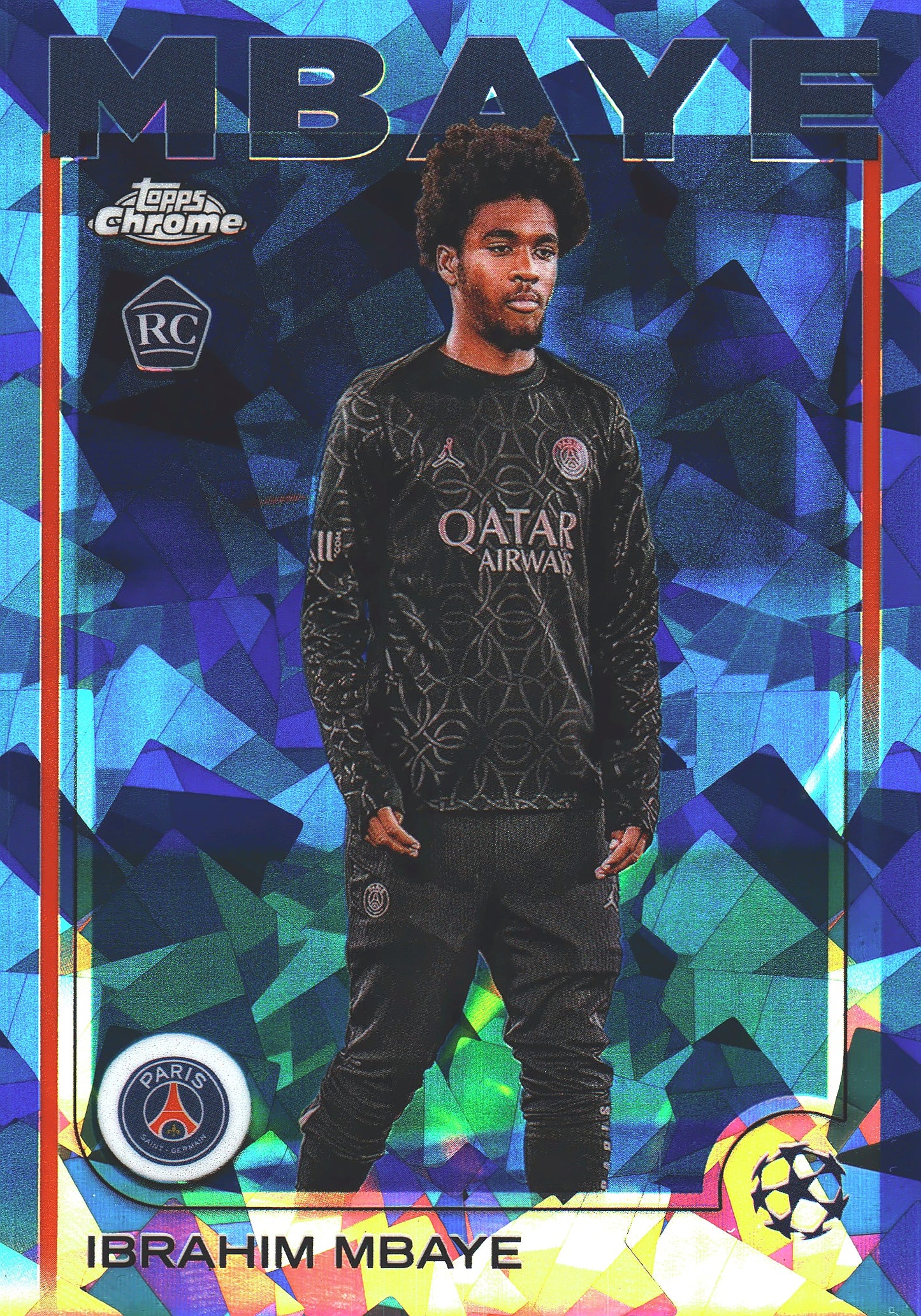 2024 Topps Chrome UCC Sapphire SP Variation Ibrahim Mbaye RC #15 Paris SG
