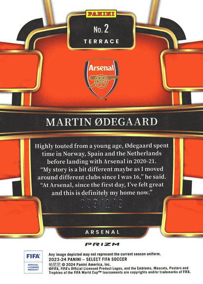 2023 Panini Select FIFA Red Wave /149 Martin Odegaard #2 Arsenal