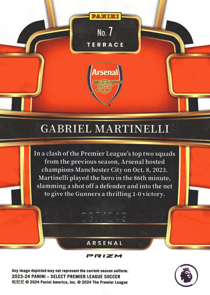 2023 Panini Select FIFA Red Wave /149 Gabriel Martinelli #7 Arsenal