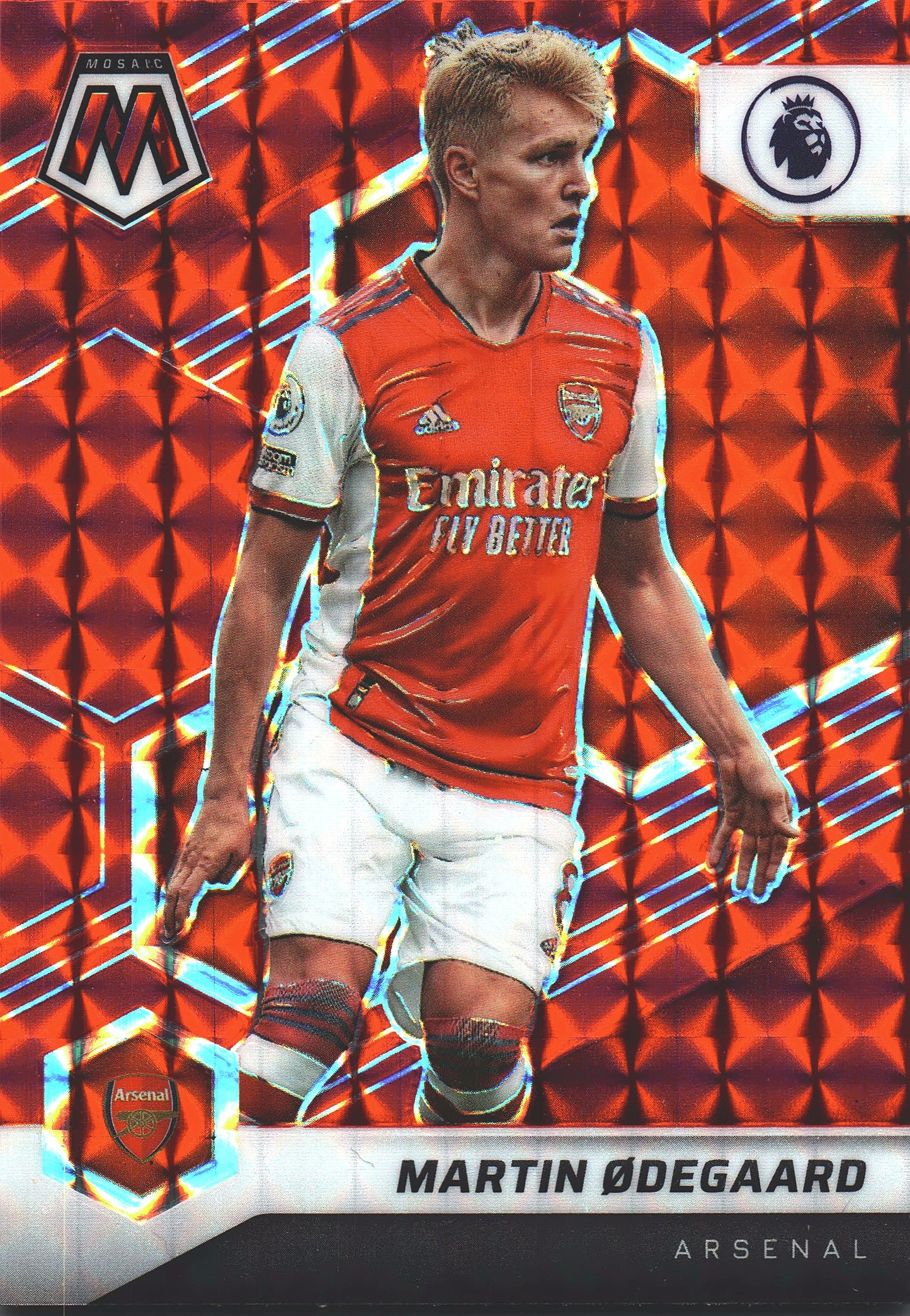 2021 Panini Mosaic Premier League Red Prizm Martin Odegaard #67 Arsenal