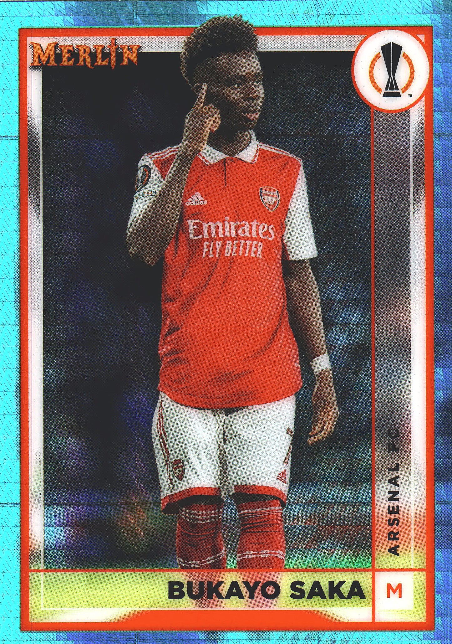 2022 Topps Merlin UCC Aqua Prism Bukayo Saka #12 Arsenal