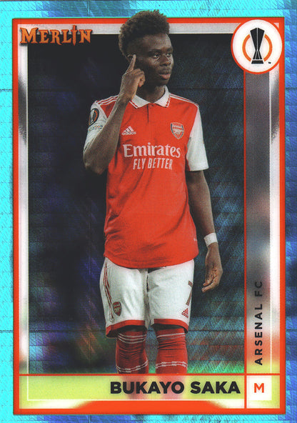 2022 Topps Merlin UCC Aqua Prism Bukayo Saka #12 Arsenal
