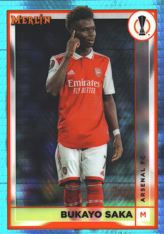 2022 Topps Merlin UCC Aqua Prism Bukayo Saka #12 Arsenal