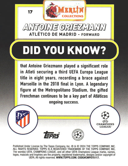 2023 Topps Merlin UCC Antoine Griezmann #17 Atletico de Madrid