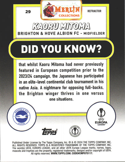 2023 Topps Merlin UCC Refractor Kaoru Mitoma #29 Brighton