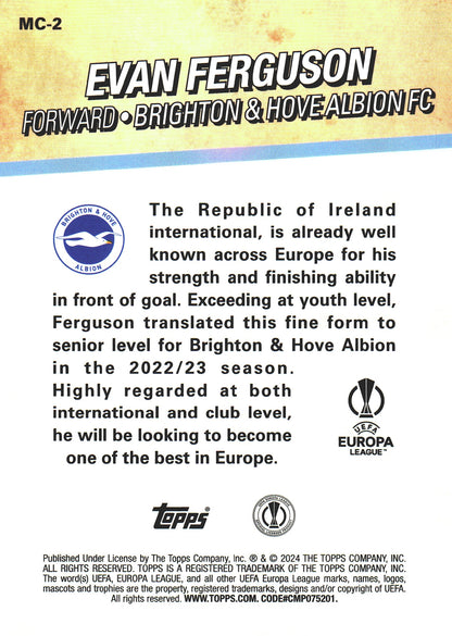 2023 Topps Merlin UCC Merlin's Chosen Ones Evan Ferguson #MC-2 Brighton