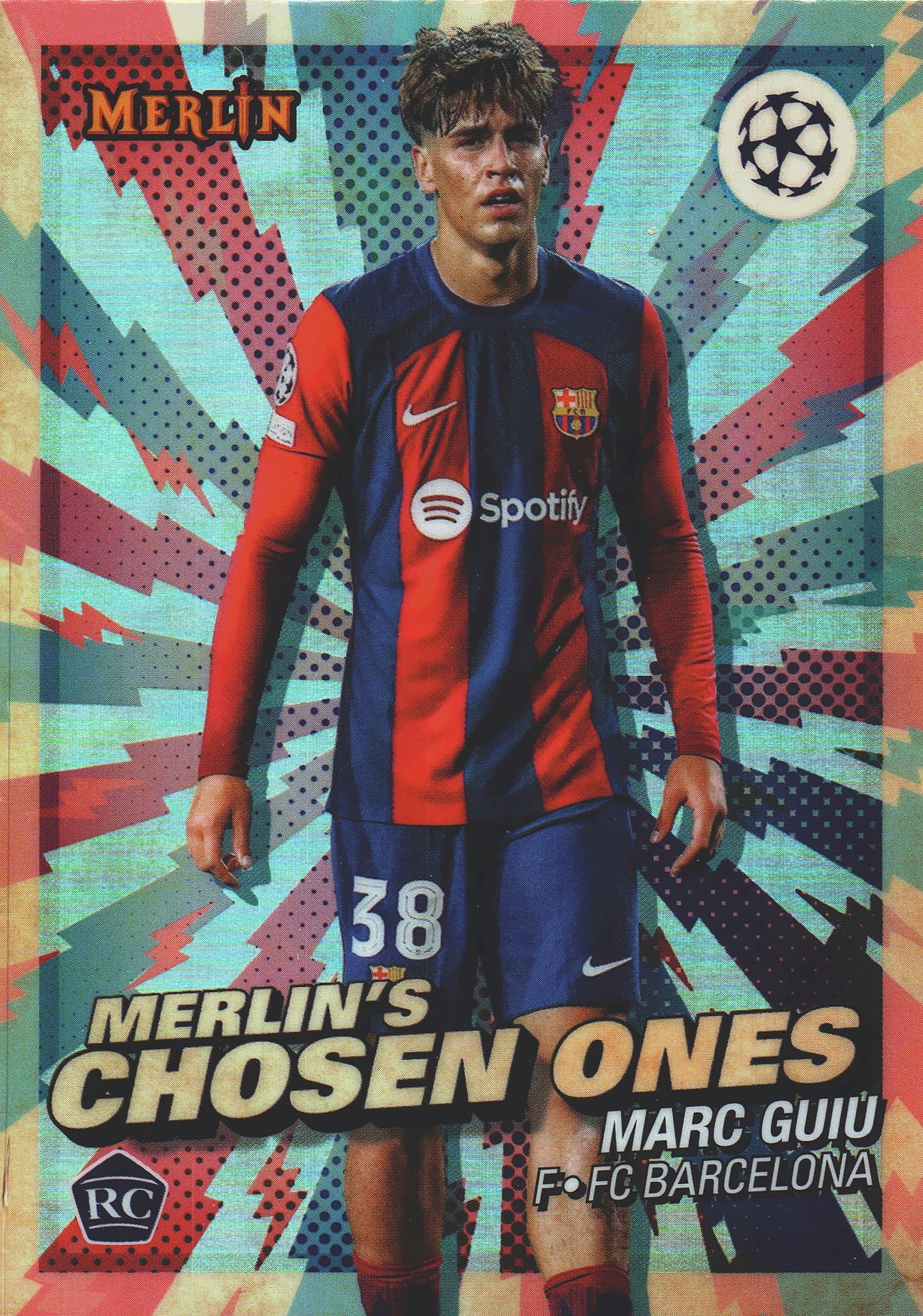 2023 Topps Merlin UCC Merlin's Chosen Ones Marc Guiu RC #MC-6 FC Barcelona