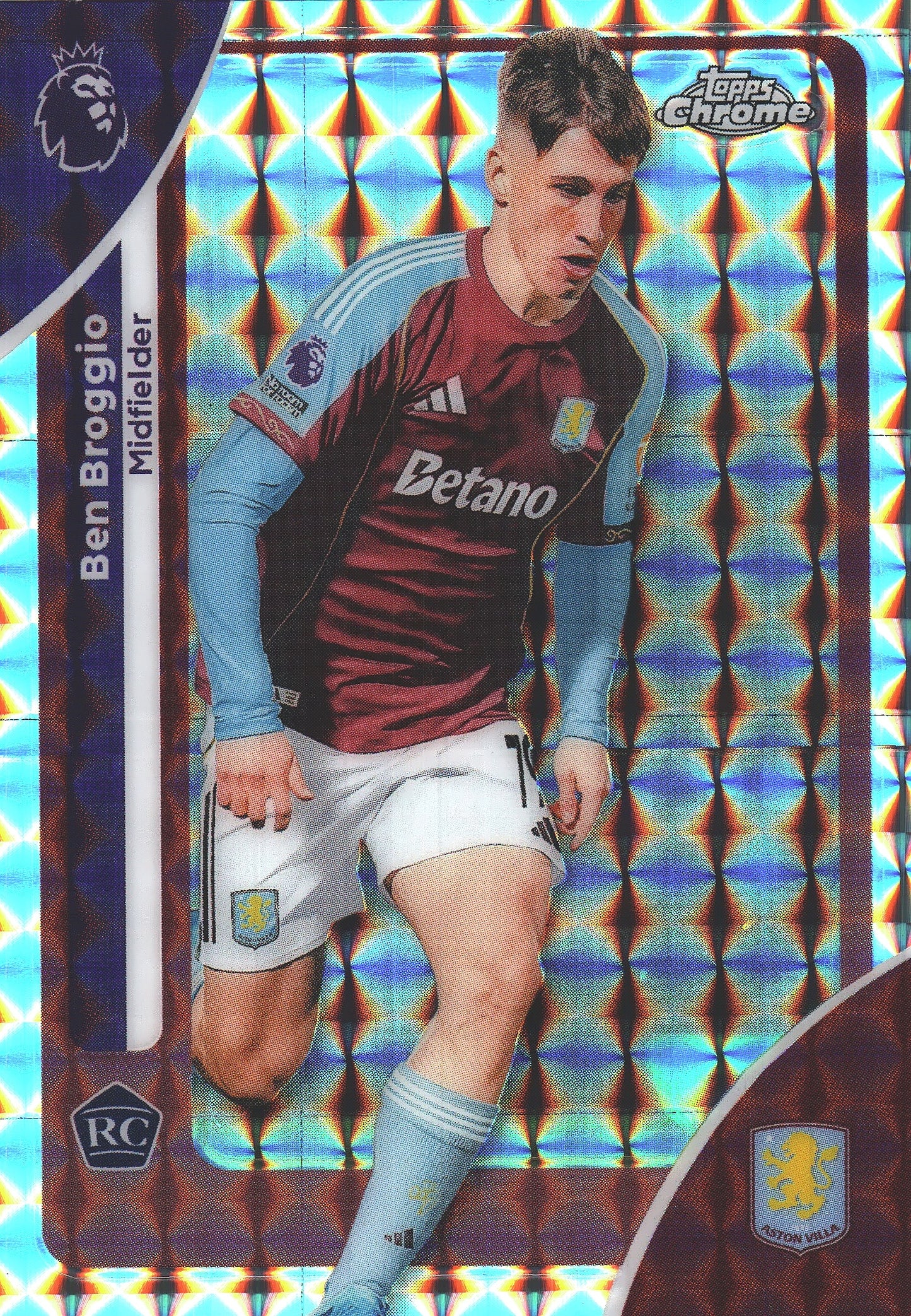 2025 Topps Chrome PL Geometric Ben Broggio RC #21 Aston Villa