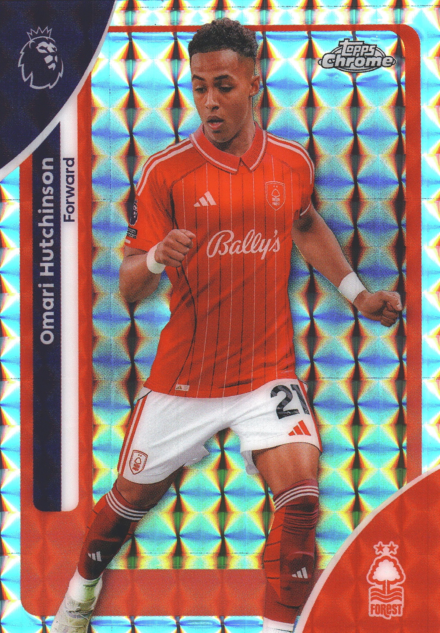 2025 Topps Chrome PL Geometric Omari Hutchinson #160 Nottingham Forest