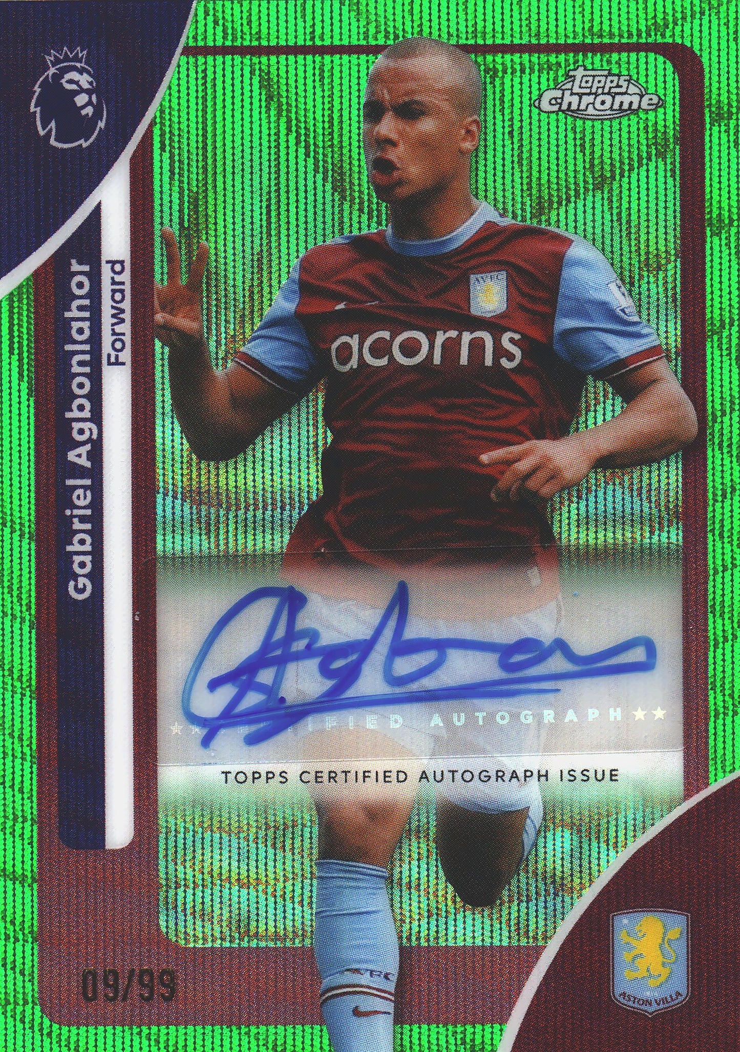 2025 Topps Chrome PL Green Wave /99 Gabriel Agbonlahor #CA-G1 Aston Villa