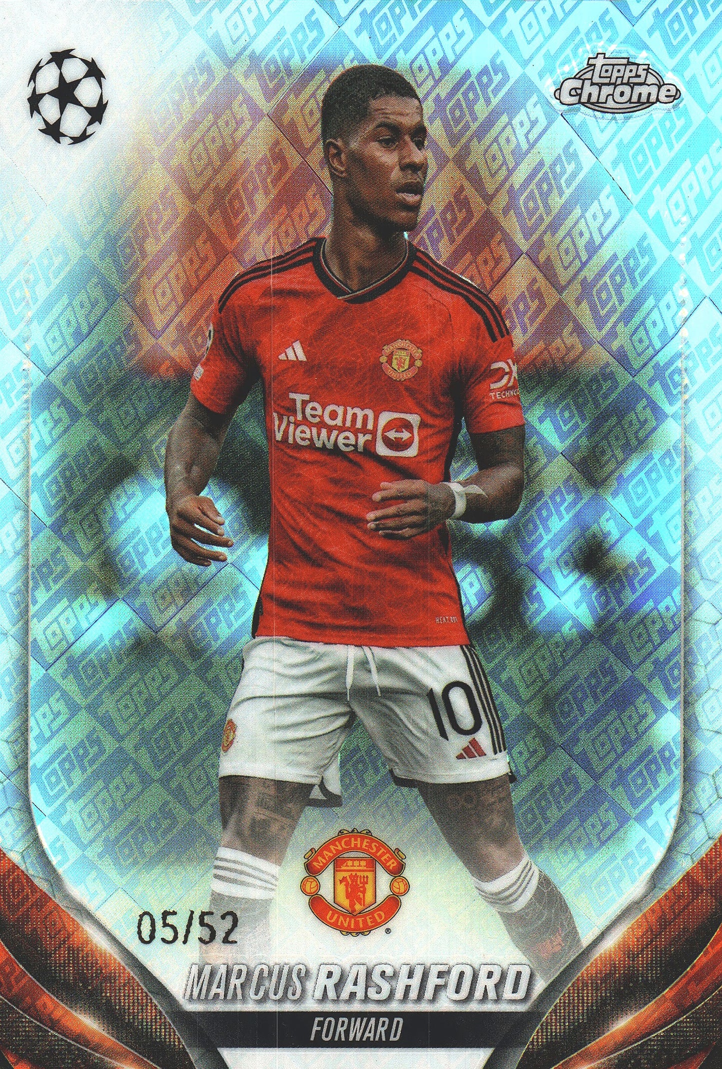 2023 Topps Chrome UCC Toppsfractor /52 Marcus Rashford #16 Manchester United