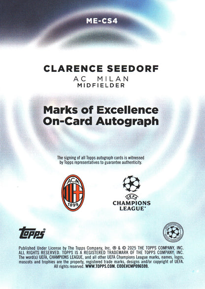 2025 Topps Marks of Excellence Clarence Seedorf Auto /25 #ME-CS4 AC Milan