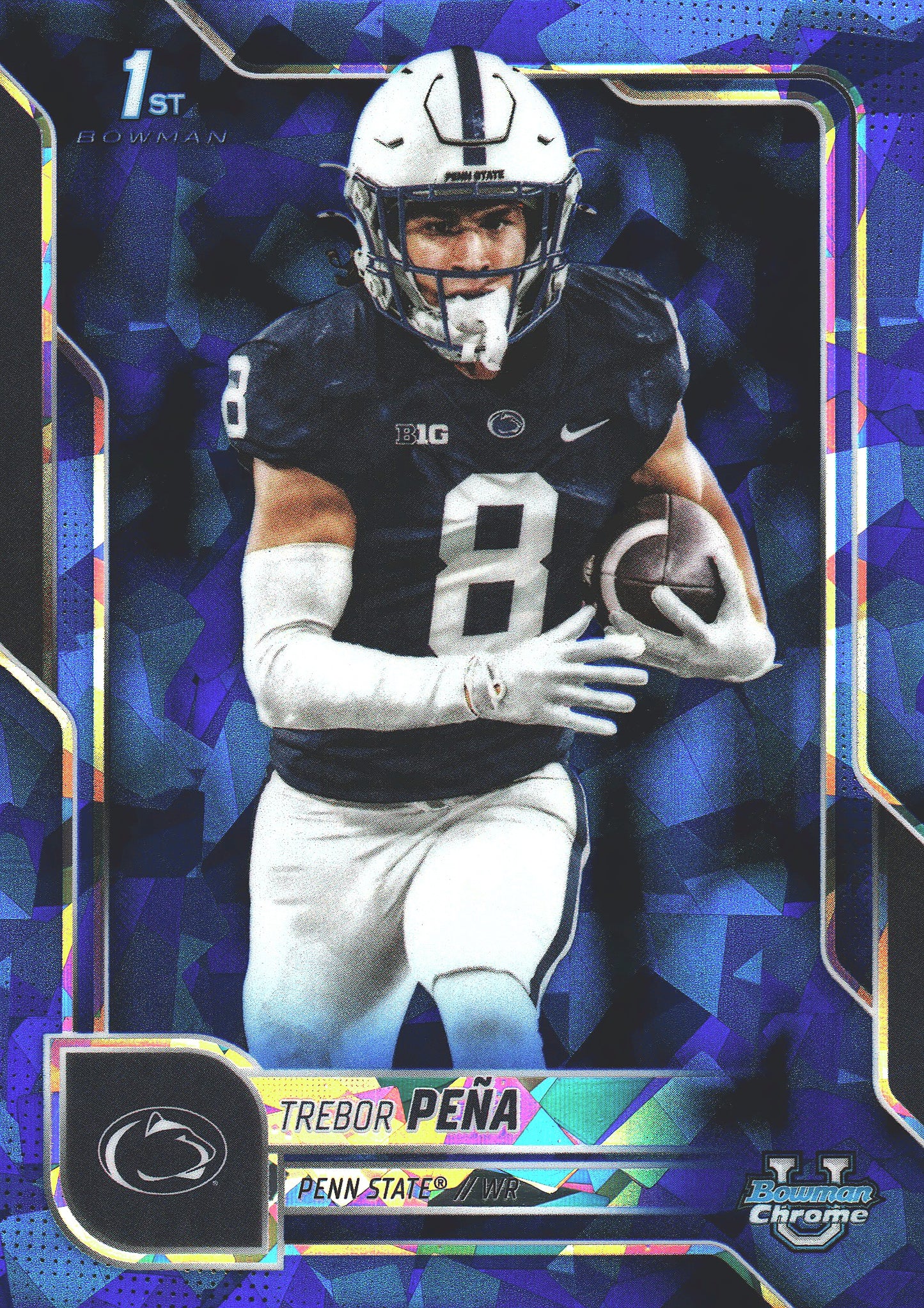 2025 Topps Bowman U Chrome Sapphire 1st Trebor Pena #11 Penn State Nittany Lions