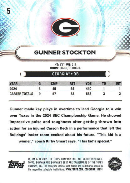 2025 Topps Bowman Best U Gunner Stockton #5 Georgia Bulldogs