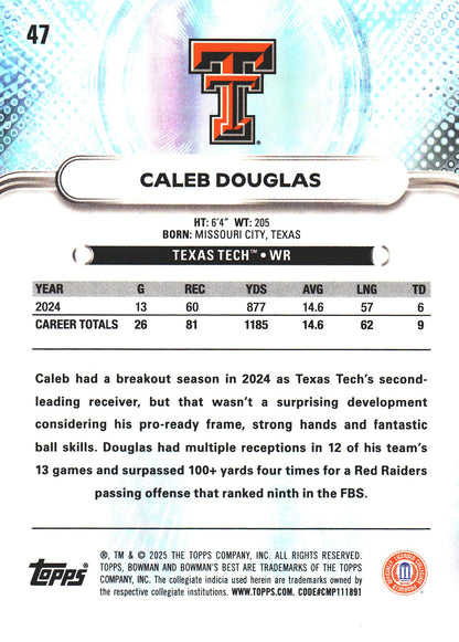 2025 Topps Bowman Best U Caleb Douglas #47 Texas Tech Red Raiders
