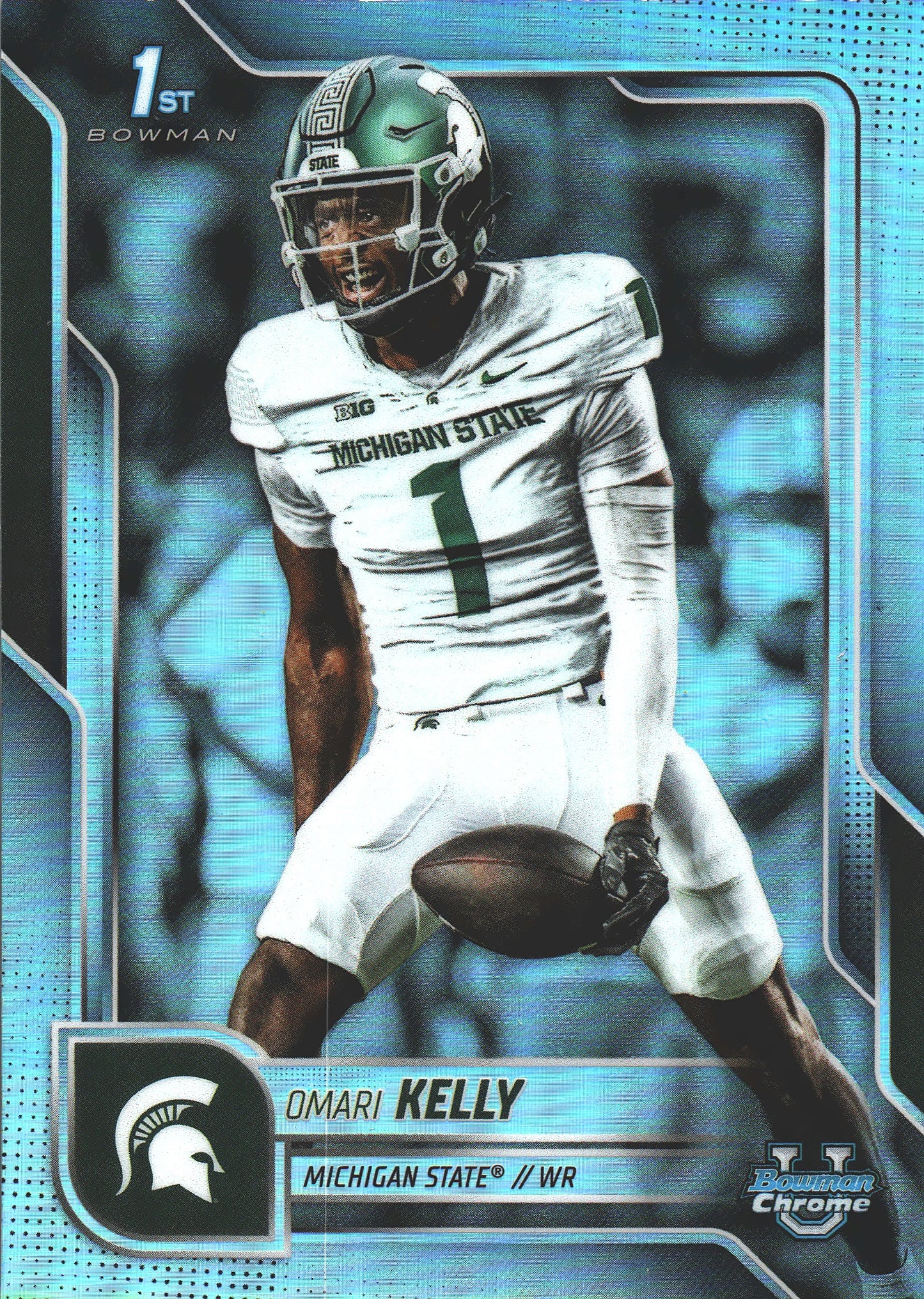 2025 Topps Bowman U Chrome Refractor Omari Kelly 1st #38 Michigan State Spartans