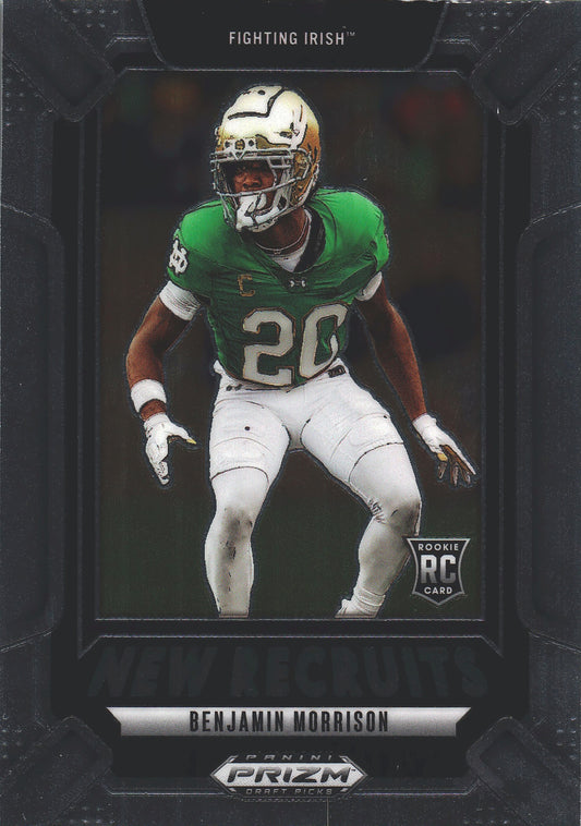 2025 Panini Prizm Draft Picks New Recruits Benjamin Morrison #6 Notre Dame Fighting Irish