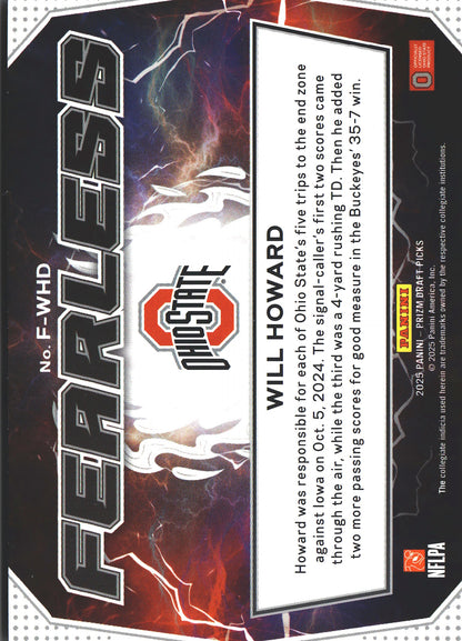 2025 Panini Prizm Draft Picks Fearless Will Howard #F-WHD Ohio State Buckeyes