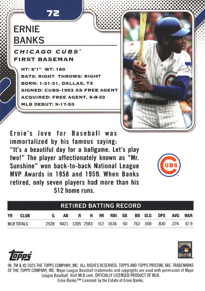 2025 Topps Pristine Ernie Banks #72 Chicago Cubs