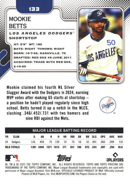 2025 Topps Pristine Mookie Betts #133 Los Angeles Dodgers